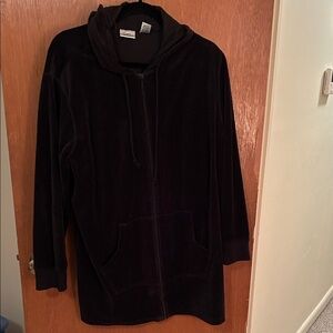 Chico’s Spa Black Hooded Zip-Up Jacket